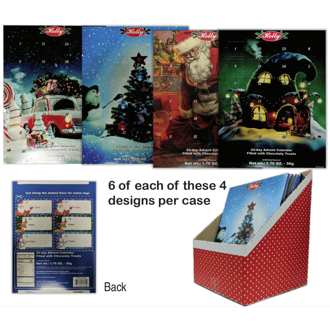 Chocolatey Advent Calendars – 4 Designs per carton – 1.76oz – 50g