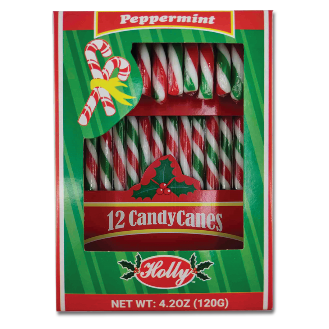Red, White & Green Peppermint Candy Canes – 4.2oz – 119g