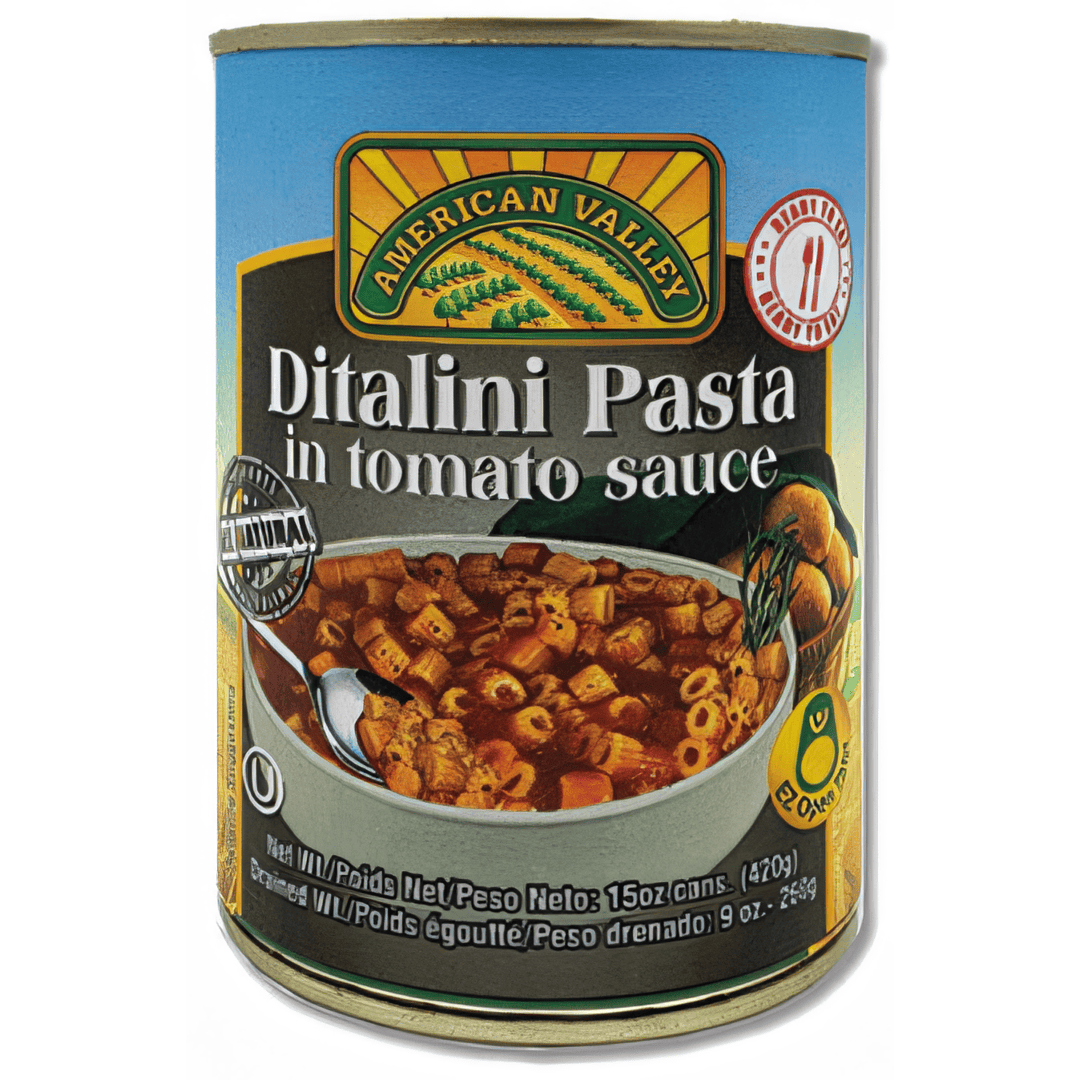 Ditalini Pasta in Tomato Sauce 15oz – 425g Pull Top Can