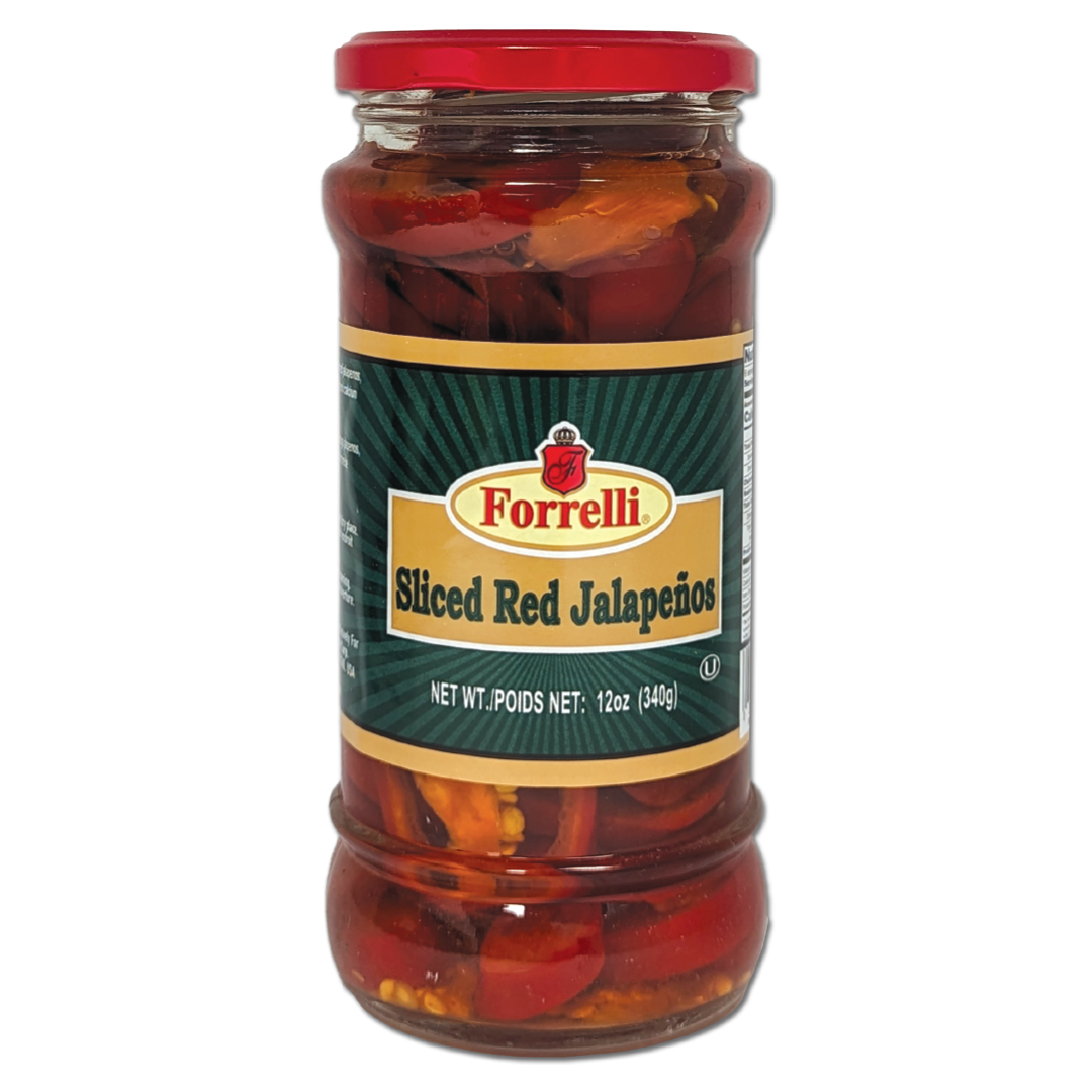 Forrelli Sliced Red Jalapeños – 12oz – 340g Glass Jar