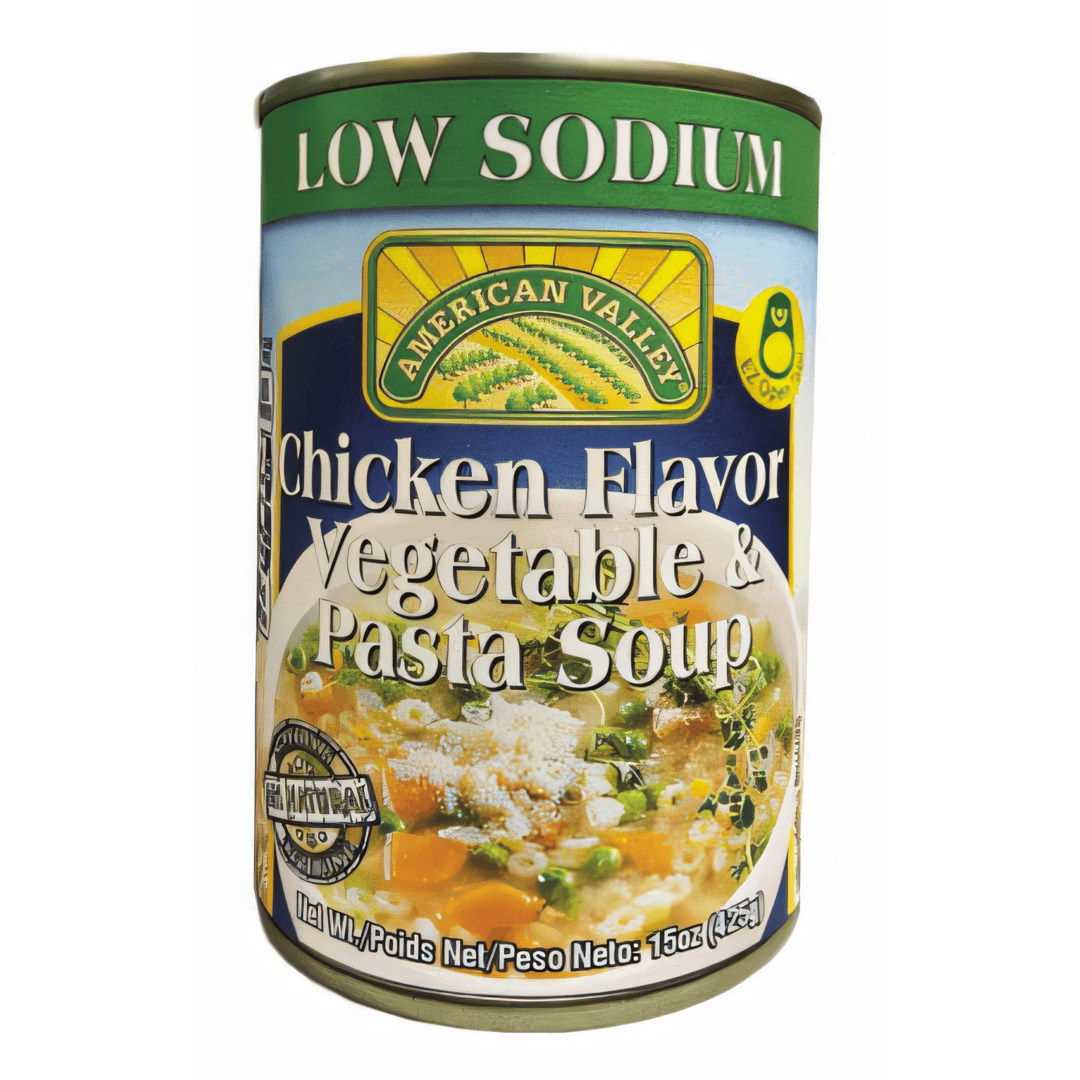Chicken Flavor Vegetable & Pasta Soup Low Sodium 15oz – 425g Can