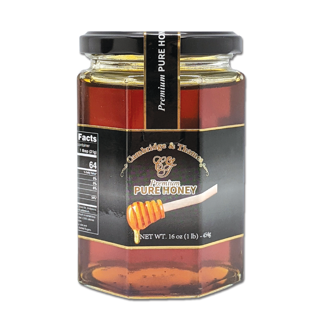 Pure Premium Honey – 16.0oz – 454g Octagonal Glass Jar