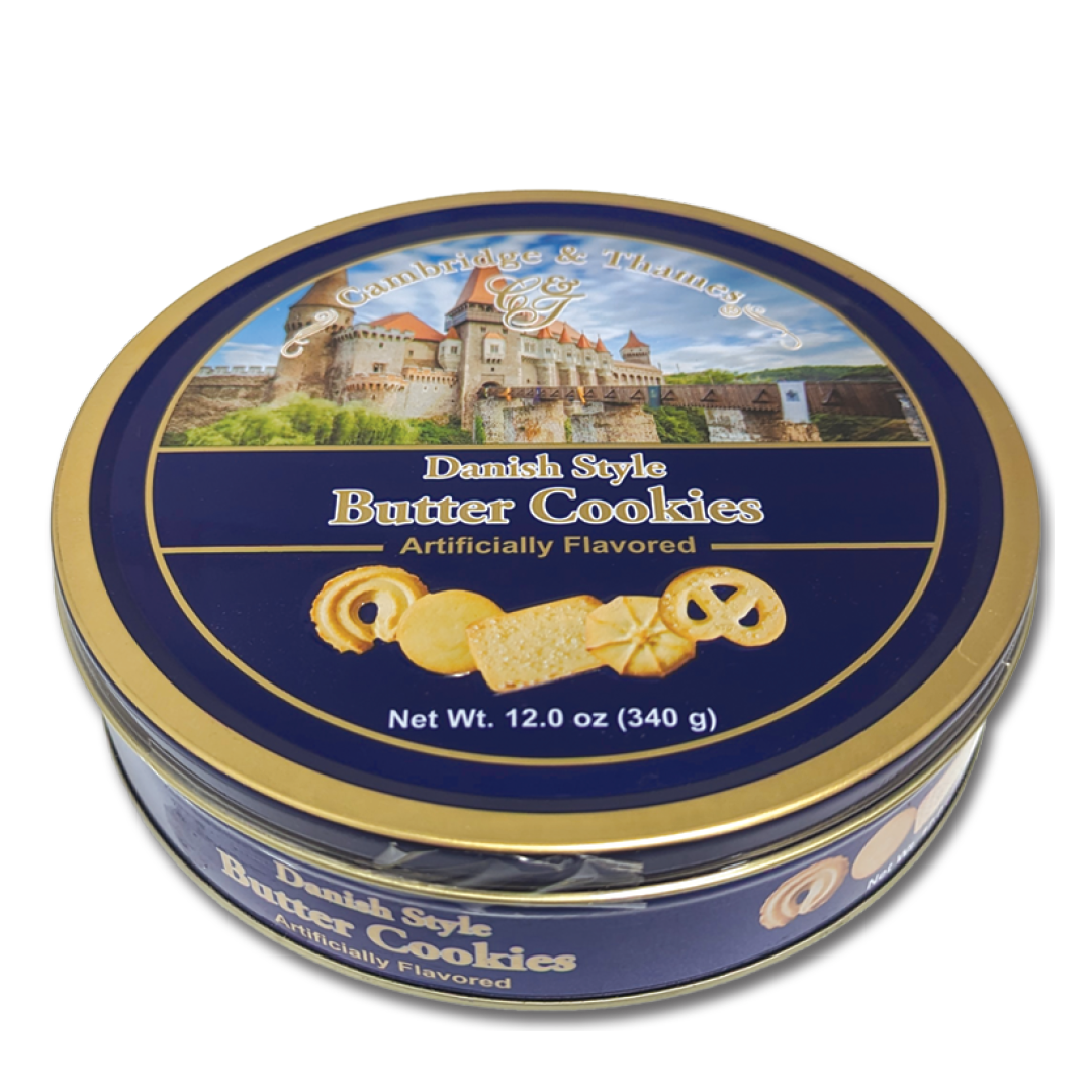 6 Assorted Danish Style Butter Cookies Castle Tins – 12oz – 340g Tin