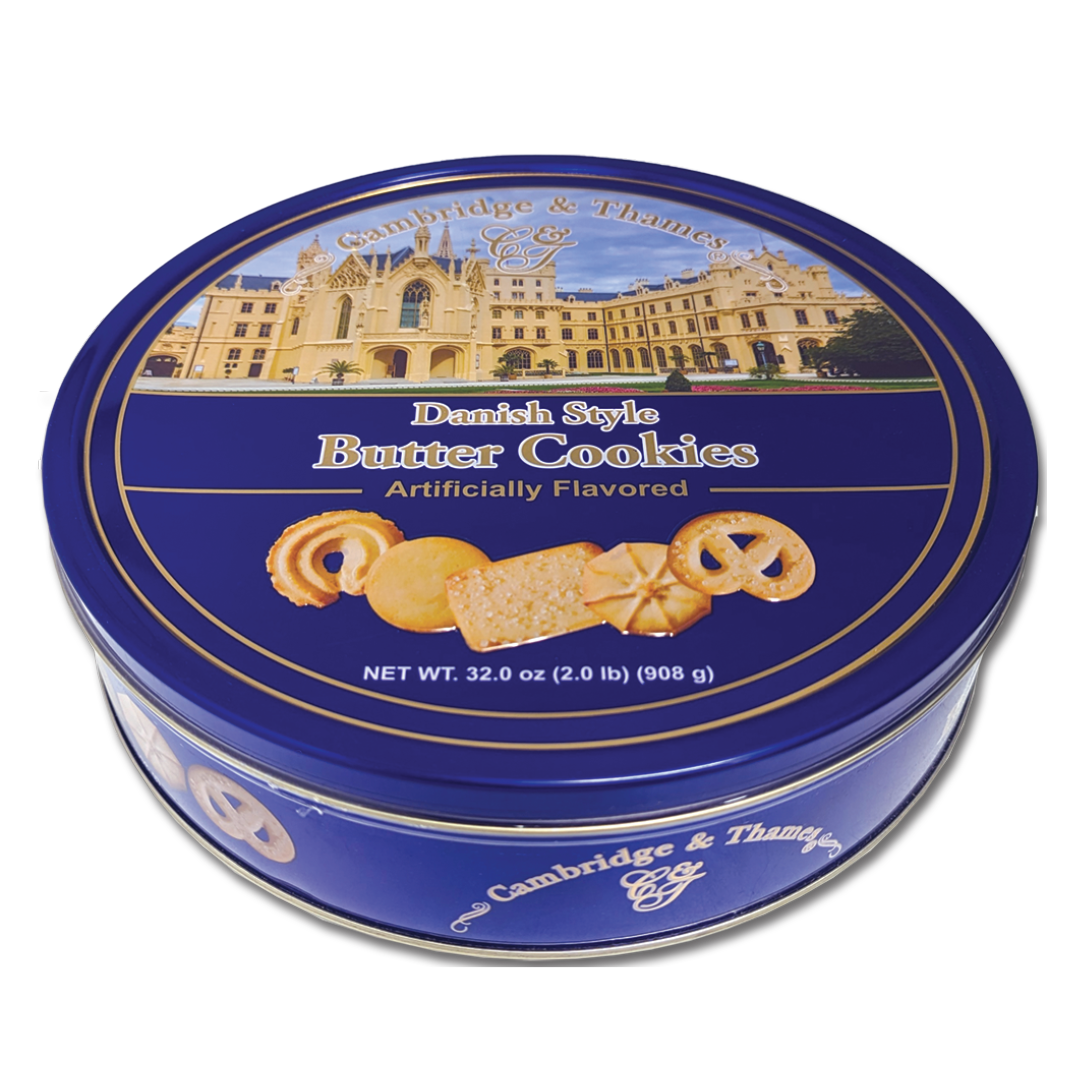 6 Assorted Danish Style Butter Cookies Castle Tins – 32oz – 908g Tin