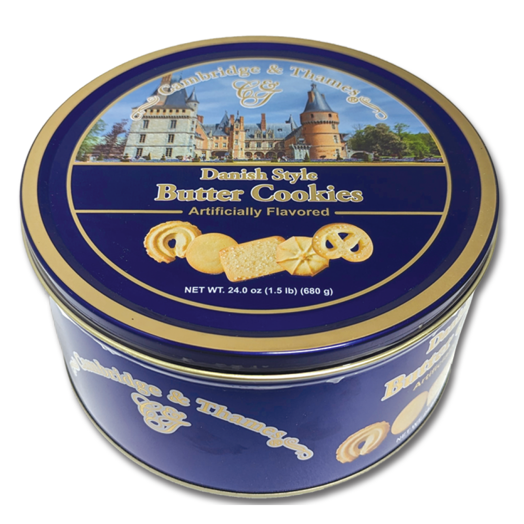 6 Assorted Danish Style Butter Cookies Castle Tins – 24oz – 680g Tin