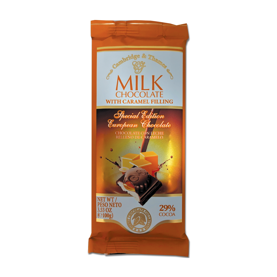 Milk Chocolate Bar with Caramel Filling – 3.5oz – 100g